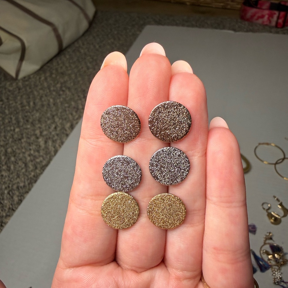 Sparkling Gold and Silver Textured Earrings